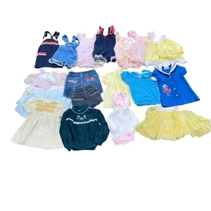 Vintage Paket Baby Kleinkind Mädchen Kleidung gesmokt Stickerei Strampler Denim 70er 80er - Bild 1 von 15