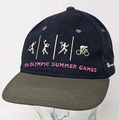 Gorra olímpica vintage de EE. UU. 1996 Champion ATL Georgia correa de cuero mezcla de lana Foto 1 de 4