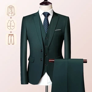 Men's Business Casual Suit Blazer, Vest and Pants, Slim Waistcoat Dress Trousers - Picture 1 of 46