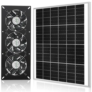 Solar 3 Fan Kit, 25W Solar Panel Powered Exhaust Fan for Outdoor Chicken Coop... - Picture 1 of 8