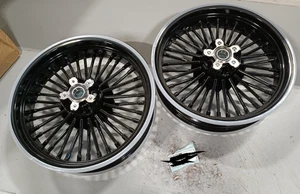 16x3.5 Front Rear Fat Spoke Wheels Rims for Harley Softail Fatboy Heritage FLSTF - Picture 1 of 13