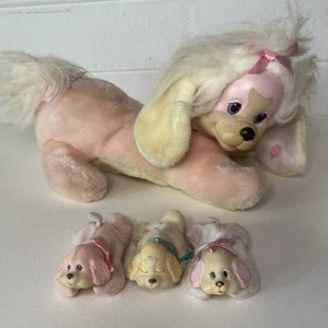 Vintage 1991 Hasbro Puppy Surprise Plush Stuffed Toy Pink Dog W/ 3 Puppies - Picture 1 of 7