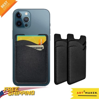 Tarjetero Universal para Teléfonos - Cartera de Cuero Sintético con Adhesivo Fuerte Foto 1 de 4