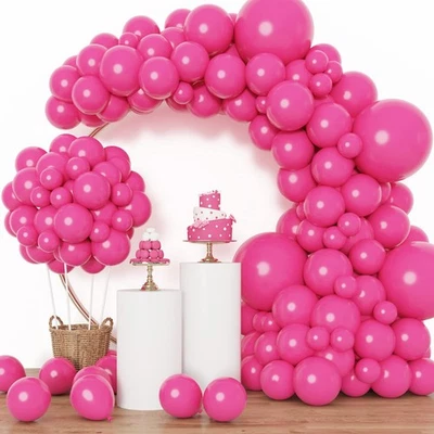 129pcs Hot Pink Balloons Arch Kit - Latex Garland for Birthday, Baby Shower, - Image 1 of 4