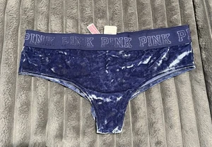 VICTORIA’S SECRET PINK EXTRA LOW RISE CHEEKSTER CRUSHED VELVET BLUE LARGE NEW - Picture 1 of 2
