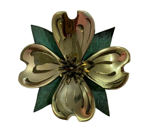 Nautical Brass Flower Shape Door Knocker~Green Patina & Shinny Finish Decor Cover