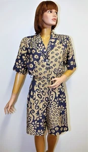 Combi Short Vintage Burberrys Beige/Blue Viscose/Linen 40FR 8US made in Spain - Picture 1 of 7