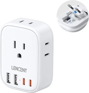 Europäischer Reisestecker Adapter, LENCENT USA nach Europa Typ-C faltbarer Netzstecker Wi - Bild 1 von 12