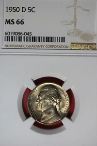 1950 D- NGC 5C MS66 JEFFERSON NICKEL #B48728 - Picture 1 of 2
