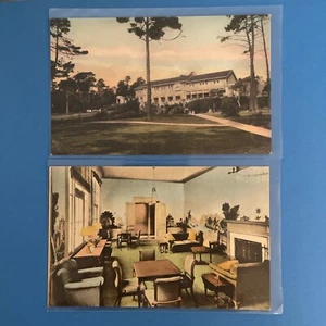 PEBBLE BEACH CALIFORNIA DEL MONTE LODGE HAND COLORED POSTCARD Lot - Picture 1 of 2