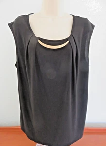 Roz & Ali Women's Black Pullover Sleeveless Top Size 1X with Gold Dangle - Picture 1 of 6