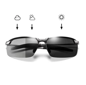 Men's Photochromic Polarized Sunglasses Men Driving Chameleon Glasses Male YYY - Foto 1 di 6