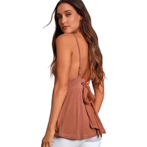 Free People Never Let You Go Terra Cotta Ribbed Laced Back Halter Top Sz Medium - Picture 1 of 12