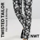 Twisted Tailor Black White Roses Mid Rise Straight Pants Size 14 Short NWT