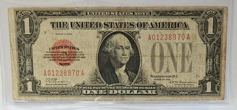 1928 $1 ONE DOLLAR RED SEAL LEGAL TENDER UNITED STATES NOTE !! Cover