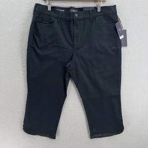 NYDJ Jeans Womens 16P Black Ariel Crop Slimming Stretch Denim Lift Tuck Tech New - Picture 1 of 13