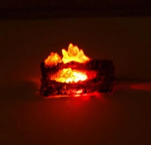 Dollhouse Flashing Fireplace or Camping Fire Logs Battery Operated Miniatures - Picture 1 of 4