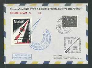 1968 SCHWEDEN Raketenposthülle - SWEDISH ROCKET SOCIETY - EZ 6C1 - Bild 1 von 2