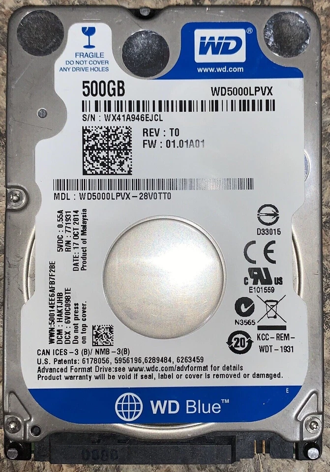 XBOX ONE HARD DISK INTERNO ORIGINALE 500GB RICAMBIO WD SATA WESTERN DIGITAL - Immagine 1 di 1