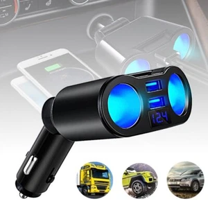 Car Charger 2 USB Smoke Lighter Socket Splitter Adapters For Smartphone Vehicles - Picture 1 of 8