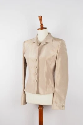 AKRIS Women's Shine Shimmer Silk Viscose Beige Blazer Jacket S US6  - Image 1 of 4