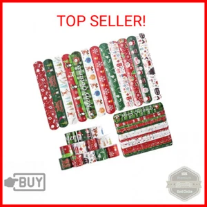 48PCS Christmas Slap Bracelets Slap Xmas Snap Bracelet Party Favors Toys Slap Ba - Picture 1 of 2