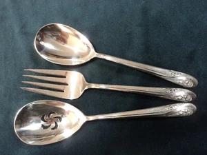 Silverplate Flatware lot of 3 Holmes Edwards Romance Hostess Set - Picture 1 of 5