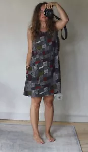 GUDRUN SJODEN schwarzes geometrische Formen Boho Minikleid Tunika Gr. L - Bild 1 von 6