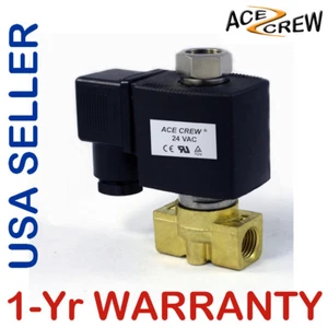 1/4 inch NORMALLY OPEN 24V AC VAC Brass Solenoid Valve NPT ONE-YEAR WARRANTY - Picture 1 of 12