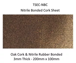 Foglio di sughero legato in nitrile 3mmthk 200mm x 100mm - Foto 1 di 1