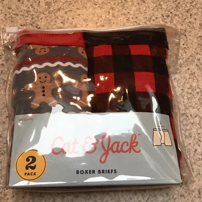 2 PK CALZONCILLOS BOXER NIÑOS GATO Y JACK ROJO CUADROS GRIS PAN DE JENGIBRE HOMBRE L12-14 NUEVOS Foto 1 de 2