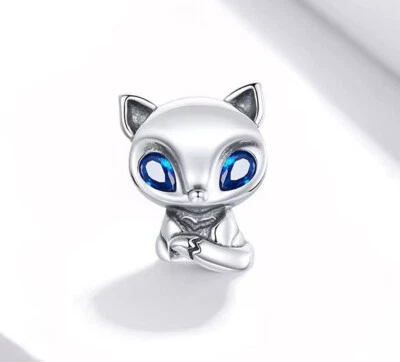 Charm Perle Fuchs Herz 925 Silber Tier Figur - Passt auch für Pandora Armband - Bild 1 von 4