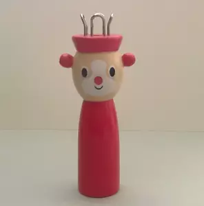 TRICOTIN EN BOIS TOURNE PEINT - OURSON ROUGE - TRES RIGOLO - H 12,3 CM - - Photo 1/9