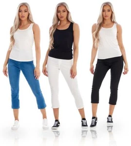 Ladies SECONDS High Rise Capri Pants Stretch Cropped Crop Jeggings - Picture 1 of 19