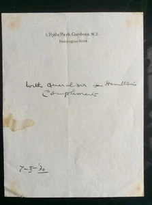Firmato GENERALE IAN HAMILTON Guerra Boera*Campagna di Gallipoli Comandata*prima guerra mondiale - Foto 1 di 2