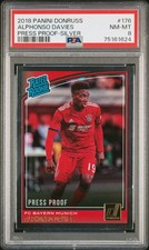 2018-19 Panini Donruss Press Proof Silver Rated Rookie Alphonso Davies 176 PSA 8