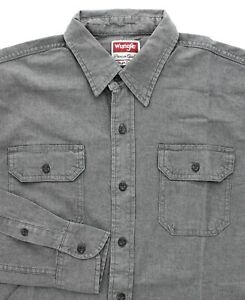 Wrangler Men's Comfort Flex Shirt Denim Twill Long Sleeve Button Up Regular Fit