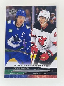 2024-25 Upper Deck Series 1 Quinn Hughes Luke Hughes Checklist #199 - Bild 1 von 2
