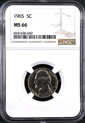 Jefferson Nickel 1965 NGC MS66 Foto 1 de 4