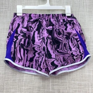 Nike Dri Fit Junior Girls Running Shorts XL Purple Black Marble Swirl AT3356 - Picture 1 of 12
