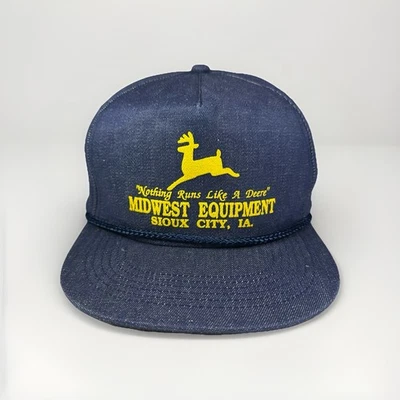 Sombrero de mezclilla John Deere vintage años 90 Snapback Sioux City, IA gorra de granja con cuerda Foto 1 de 4