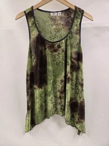 Camicia Cato donna 18/20W verde floreale tinta unita senza maniche orlo morso di squalo trasparente - Foto 1 di 11