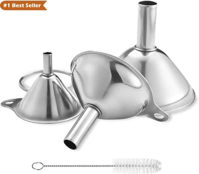 Juego de 3 embudos de acero inoxidable - Grado alimenticio para líquidos y aceites Foto 1 de 4