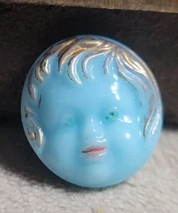 Vintage Knopf zum Nähen aus Glas mit Babygesicht bemalt - Bild 1 von 4