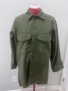 Vintage Military Shirt Olive OG 107 Utility Sateen Uniform Viatnam 70s - Picture 1 of 8