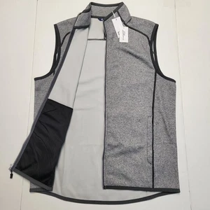 $140 New CUTTER & BUCK Polyester Full Zip Vest Men's LARGE L Gray GOLF Heather - Picture 1 of 6