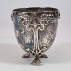 Antique Art Nouveau Silver Plated Vase On 3 Feet 9cm High