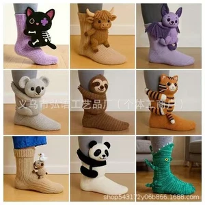 3D Cute Animals Socks Knitted Animal Pattern Floor Socks Unisex Funny Winter - Bild 1 von 30