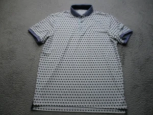 Greyson Polo Shirt Mens Large White Wolf Print La Cantera Golf Purple Collar - Picture 1 of 10