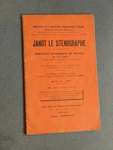 Livre JANOT LE STÉNOGRAPHE Exercice Progressif De Lecture Sténographie 1927 - Picture 1 of 9